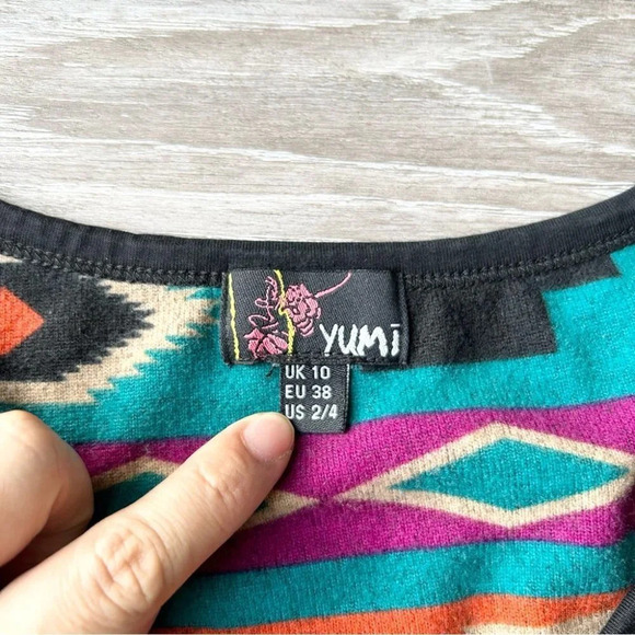 Yumi Boho Multiple Colour  Aztec Tribal Pattern Sweater Dress - Picture 5 of 14